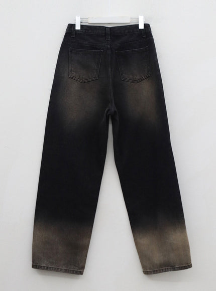 Vintage-Waschung Jeans mit weitem Bein CD09