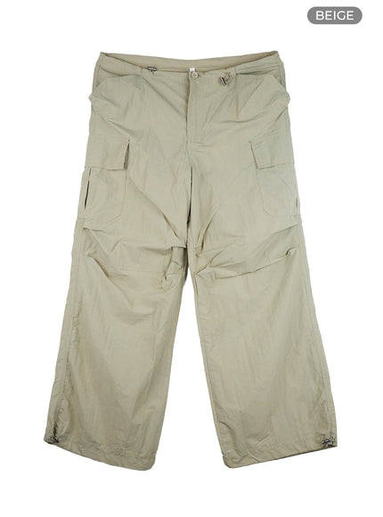 solid-cargo-chic-nylon-pants-cl422 / Beige