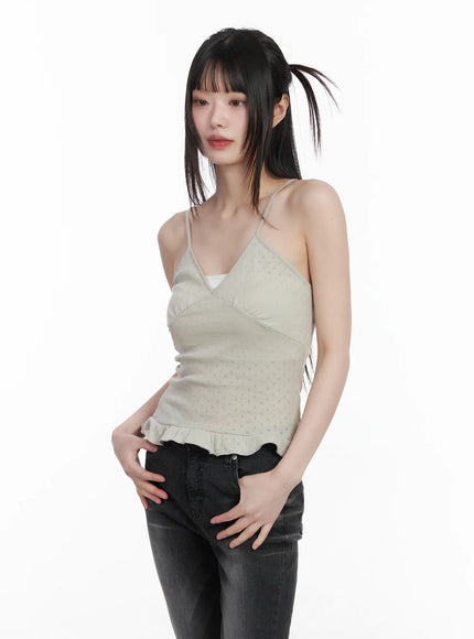 frill-hem-cami-top-cm525 / Beige