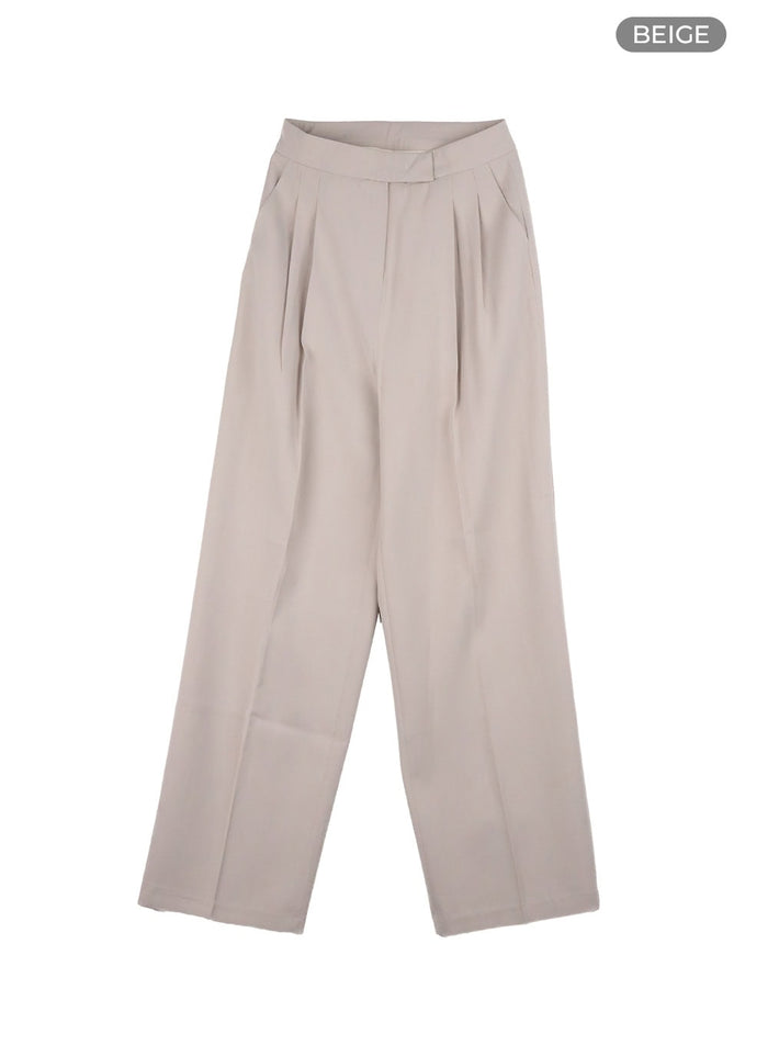 pintuck-loose-fit-trousers-oy409 / Beige
