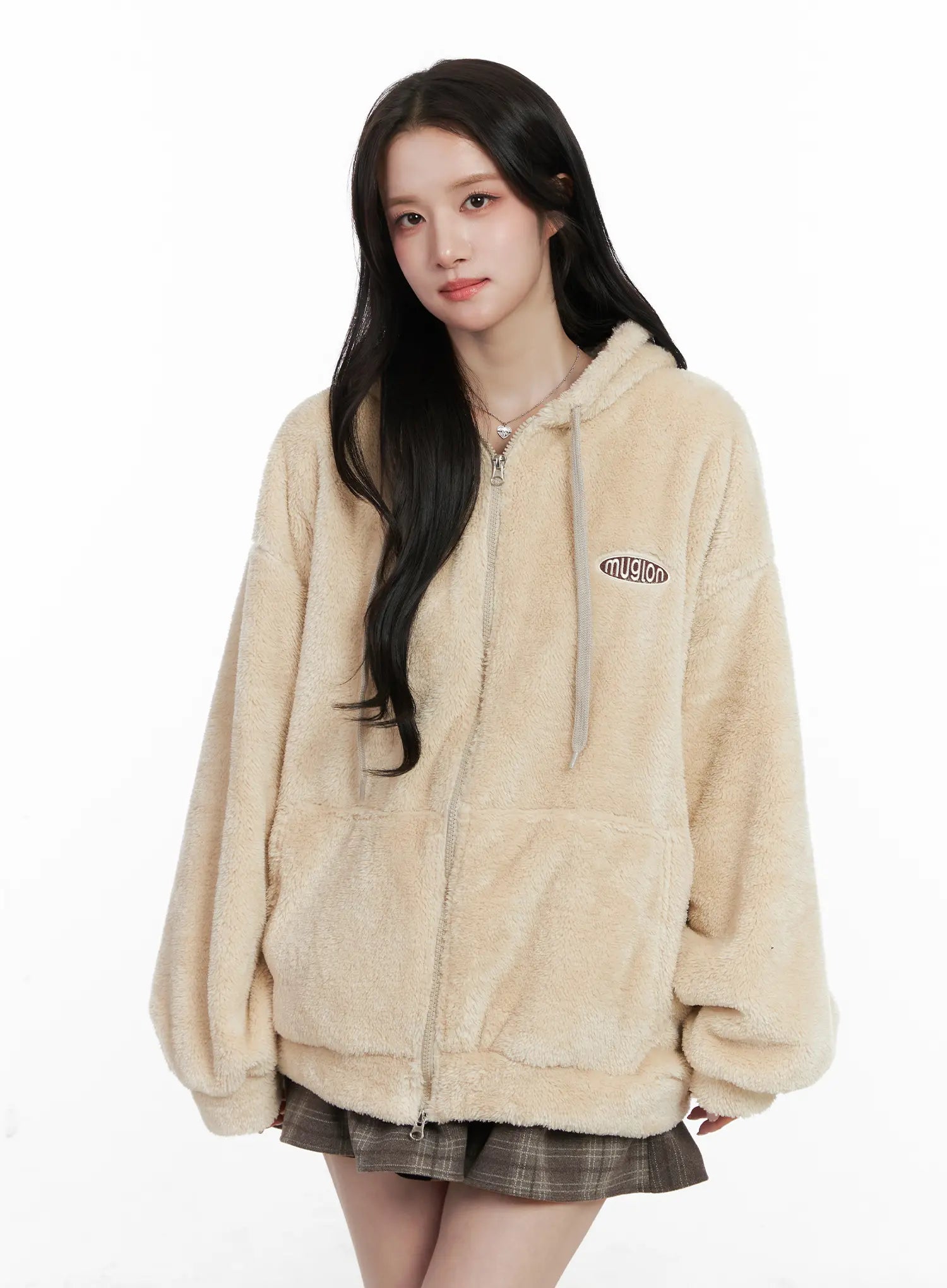 cozy-fleece-zip-up-hoodie-cn527 / Beige