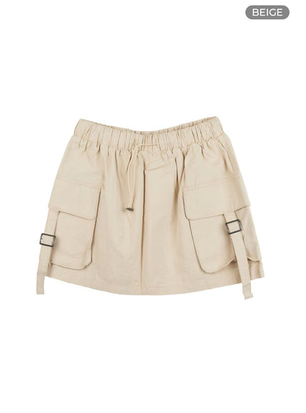 cargo-banded-mini-skirt-ol408 / Beige