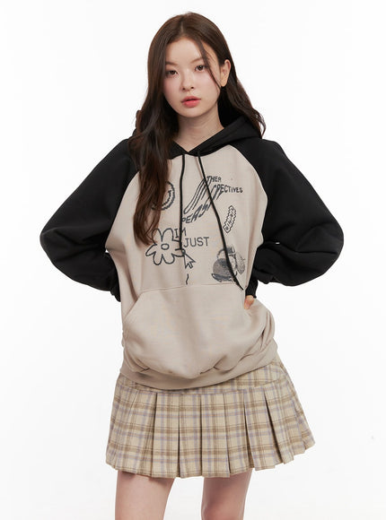 cotton-blend-long-sleeve-hoodie-od403 / Beige