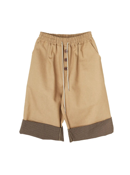 plaid-wide-bermuda-shorts-ca517 / Beige