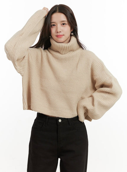 cozy-chic-crop-turtle-neck-sweater-on429 / Beige