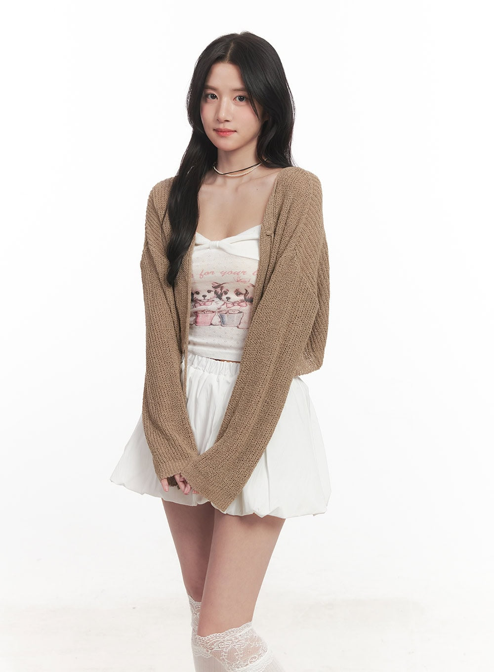 Tie-Up Cropped Cardigan CA510