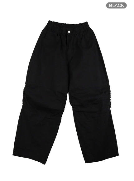 shirred-baggy-pants-cy416 / Black