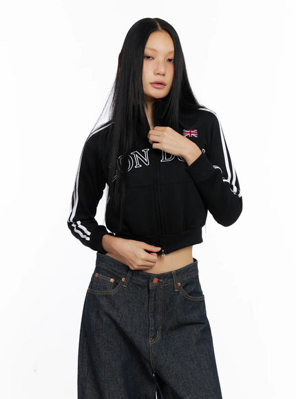 london-sporty-cropped-track-jacket-cs511 / Black