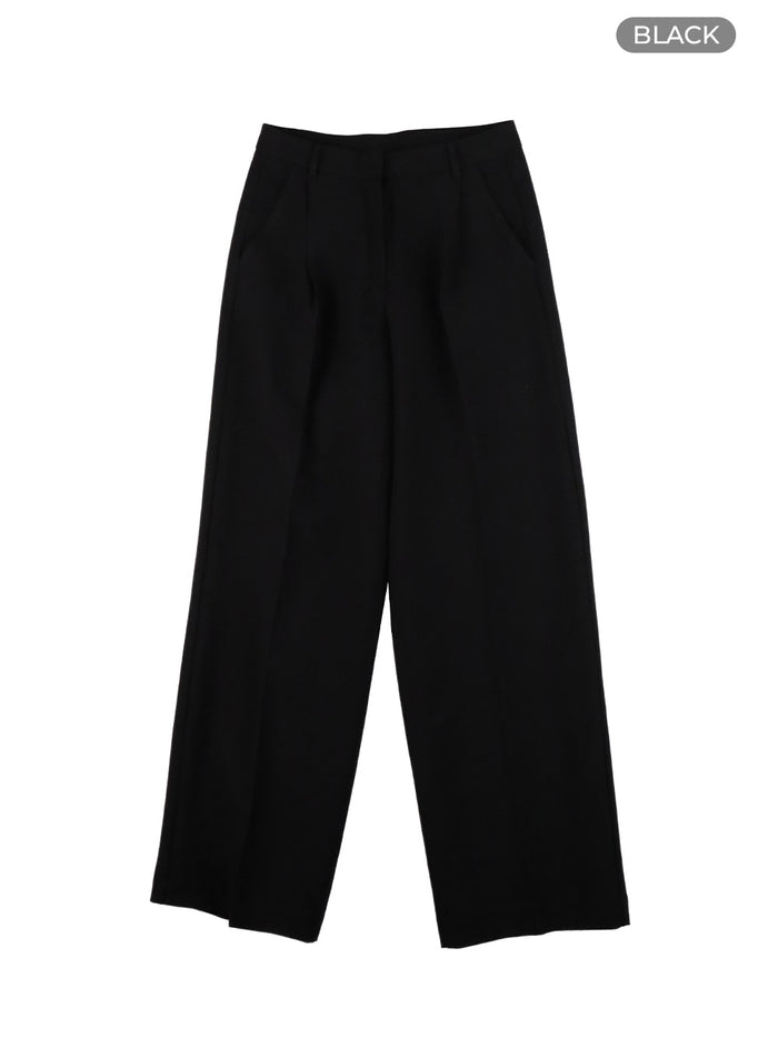 solid-wide-fit-trousers-oa416 / Black