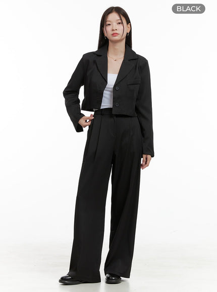 tailored-pintuck-buttoned-pants-and-crop-jacket-set-og416 / Black