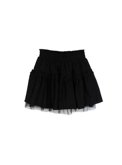 layered-lace-mini-skirt-cm511 / Black
