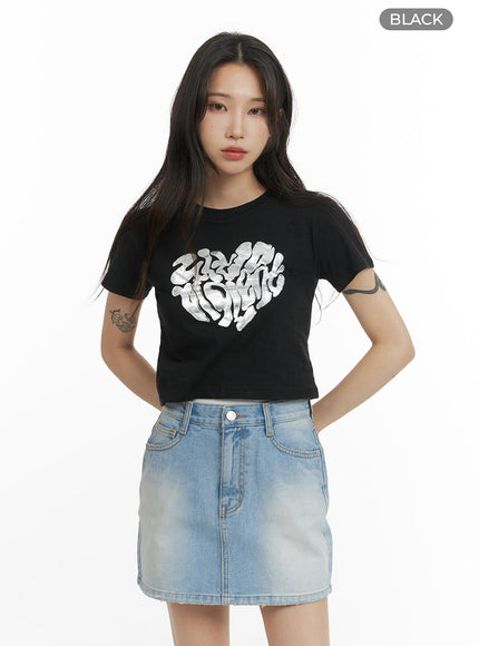graphic-crop-tee-cm426 / Black
