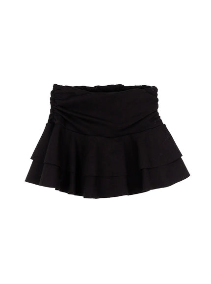 double-layer-ruffle-mini-skirt-cn517 / Black