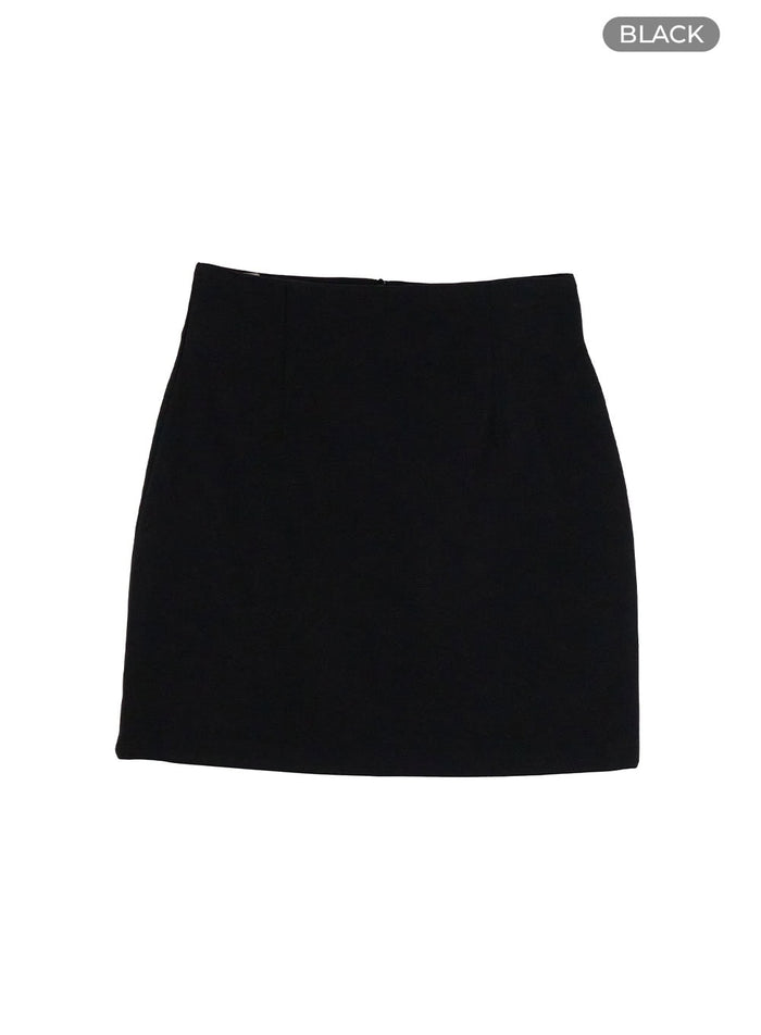 high-waist-solid-mini-skirt-ou413 / Black