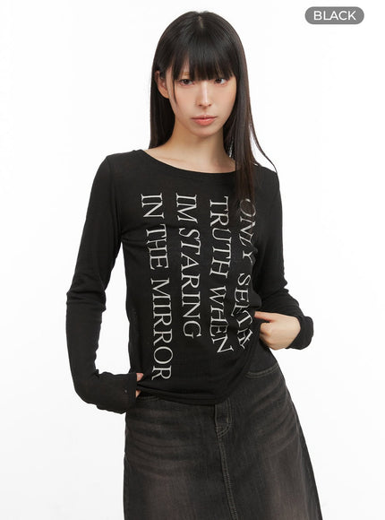 sheer-lettered-long-sleeve-cg419 / Black