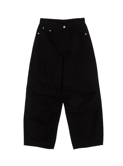 wide-leg-pin-tucked-pants-cm512 / Black