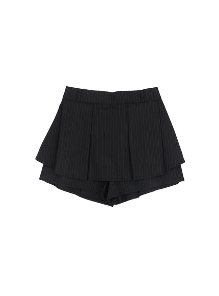 high-waist-pleated-mini-skort-cm512 / Black