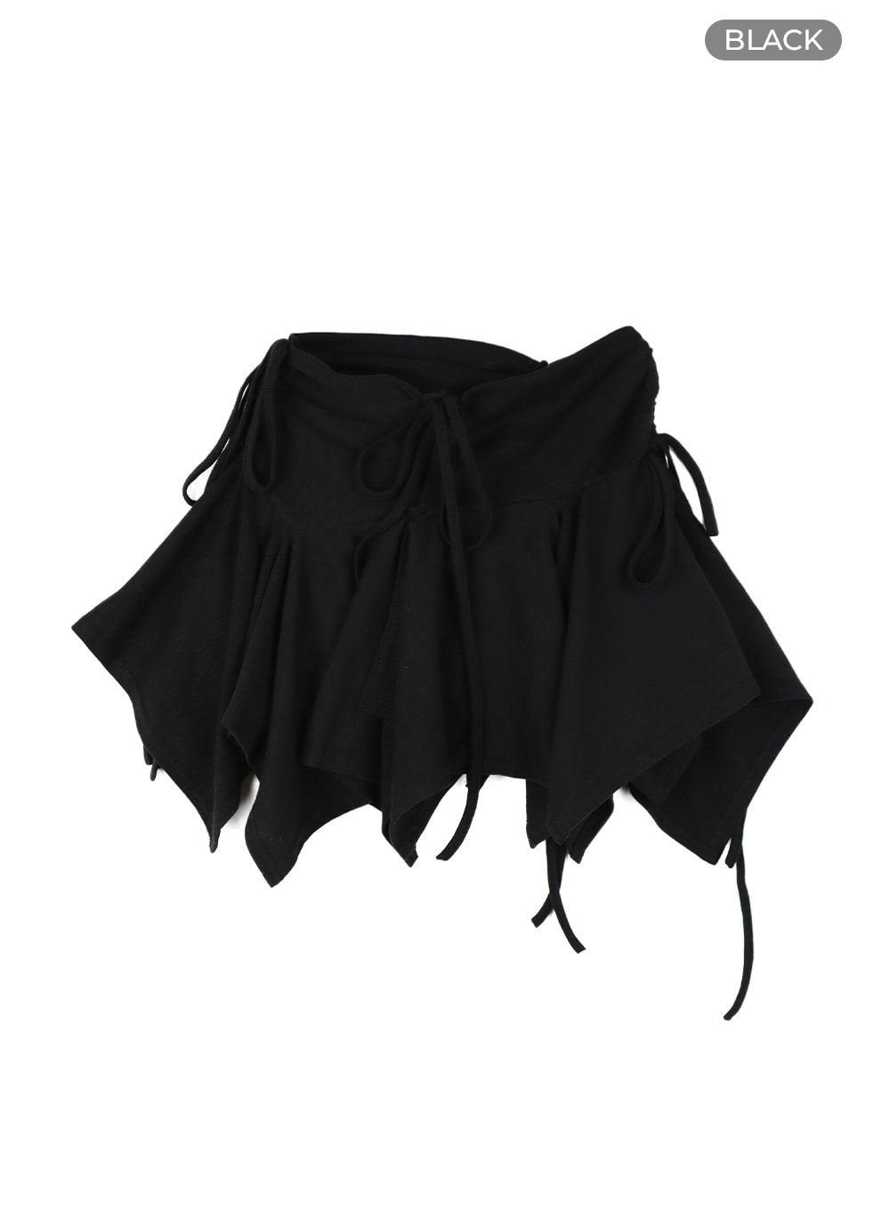 shirred-hem-bowknot-mini-skirt-cf426 / Black