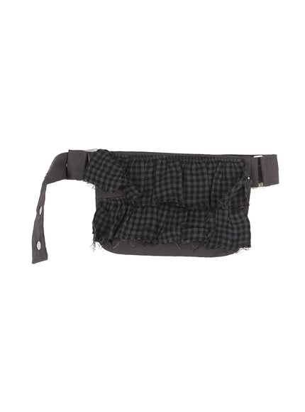 plaid-print-belt-bag-cu518 / Black