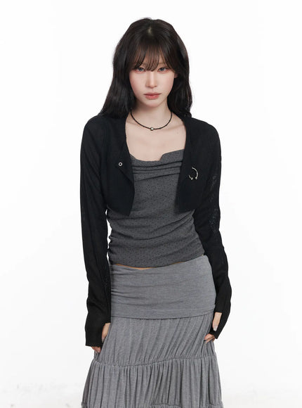 chic-net-crop-cardigan-cf519 / Black