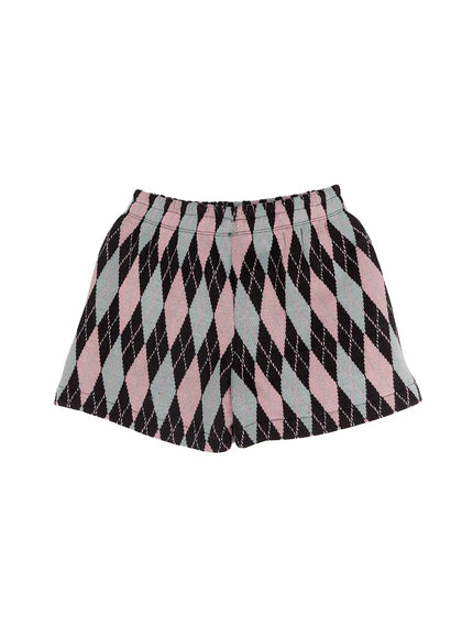 argyle-pattern-knit-shorts-cj520 / Black