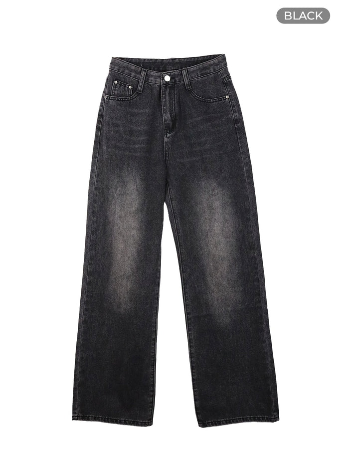 wide-washed-jeans-om425 / Black