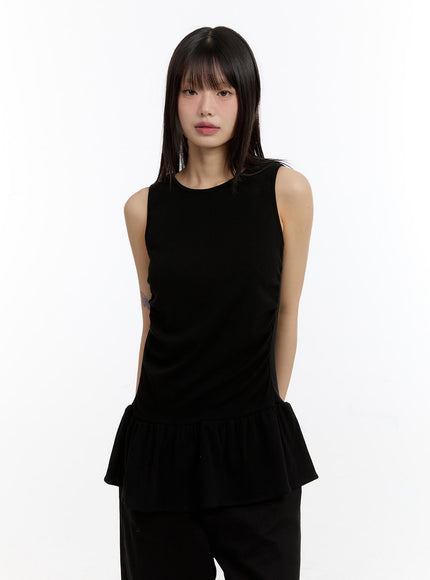 classic-shirred-sleeveless-mini-dress-ca508 / Black