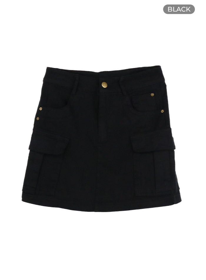 slim-cargo-mini-skirt-oa423 / Black