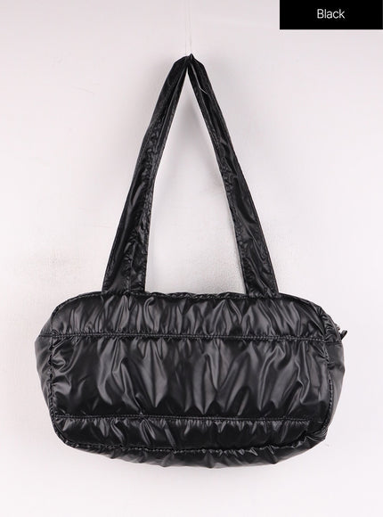 metallic-padded-shoulder-bag-cj423 / Black