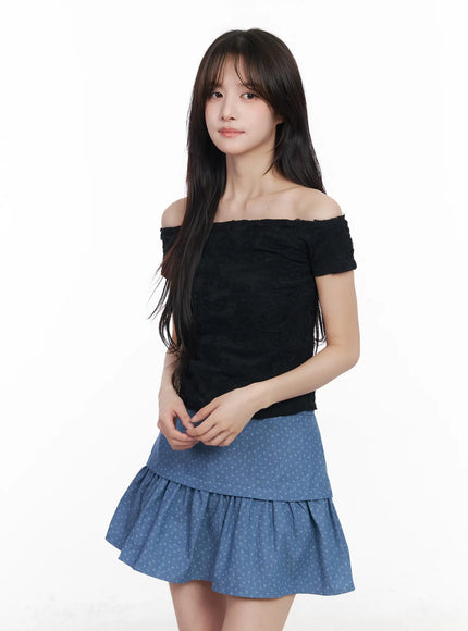 lace-off-shoulder-top-cm527 / Black