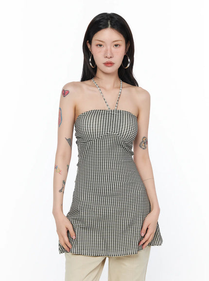 gingham-tube-top-ca524 / Black
