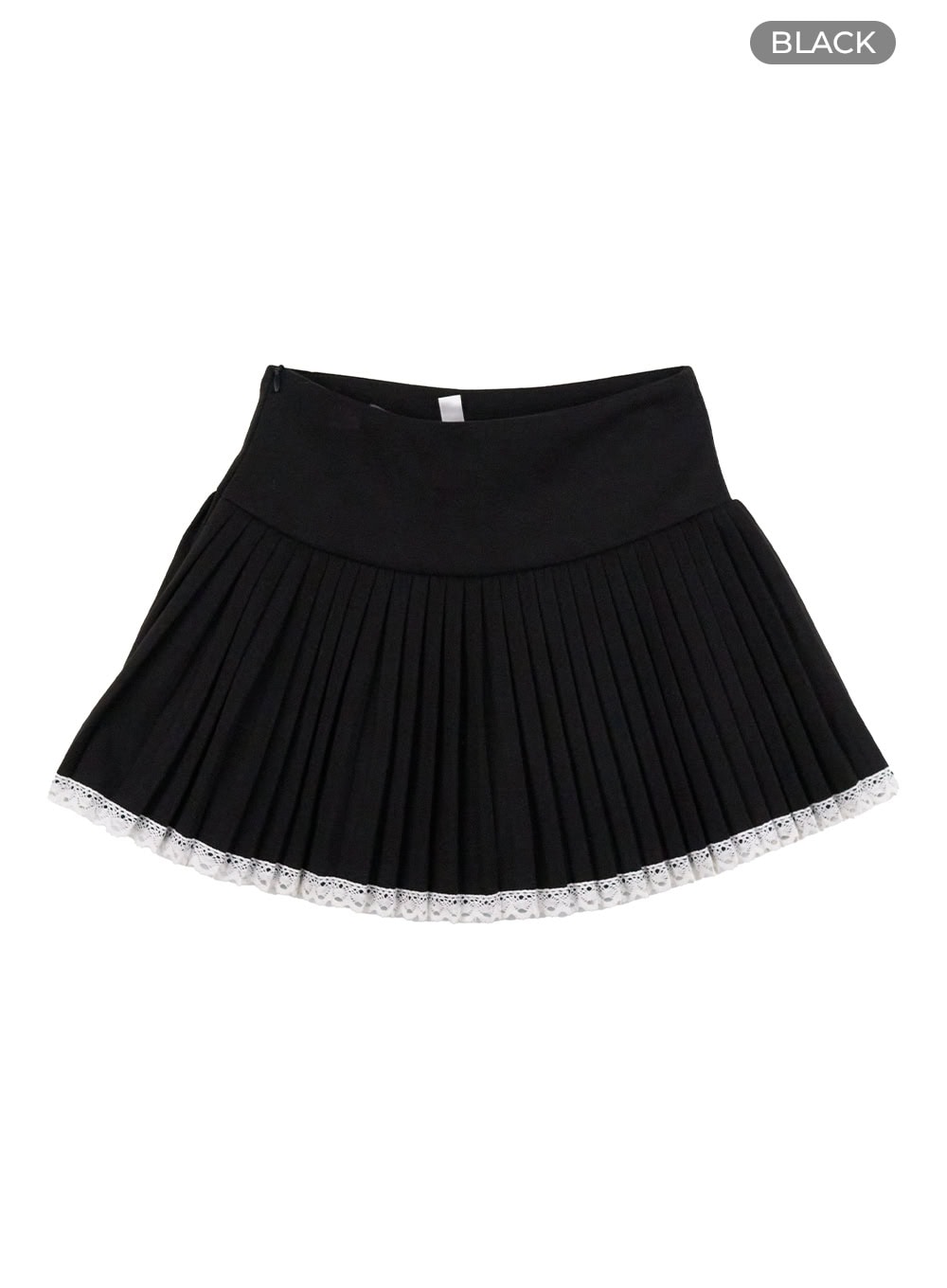 lace-pleated-mini-skirt-oo421 / Black