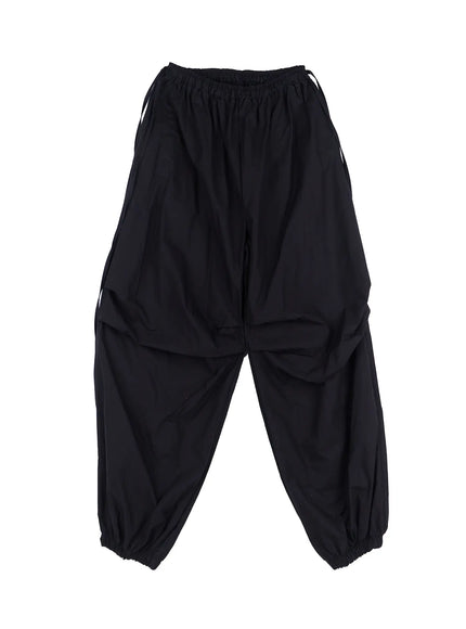 pleated-wide-leg-joggers-cl518 / Black