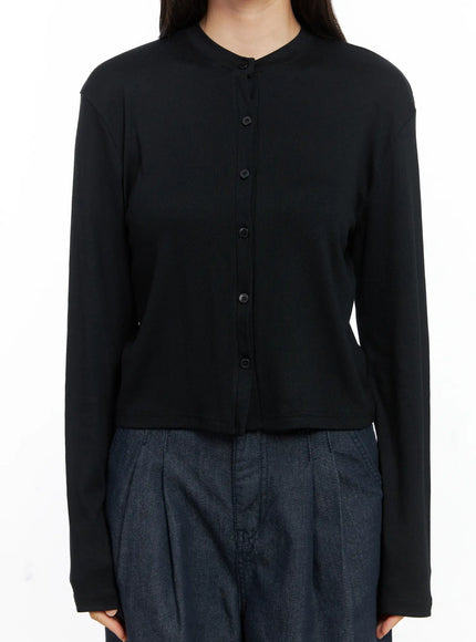 classic-button-up-long-sleeve-cardigan-cs524 / Black