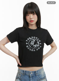 graphic-lettering-crop-top-cy414 / Black