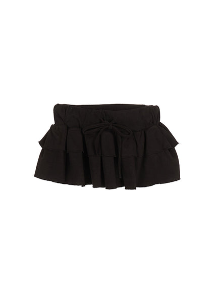 frill-layered-mini-skirt-ca508 / Black