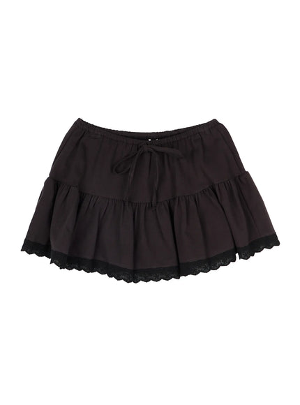 frill-trim-mini-skirt-cy512 / Black