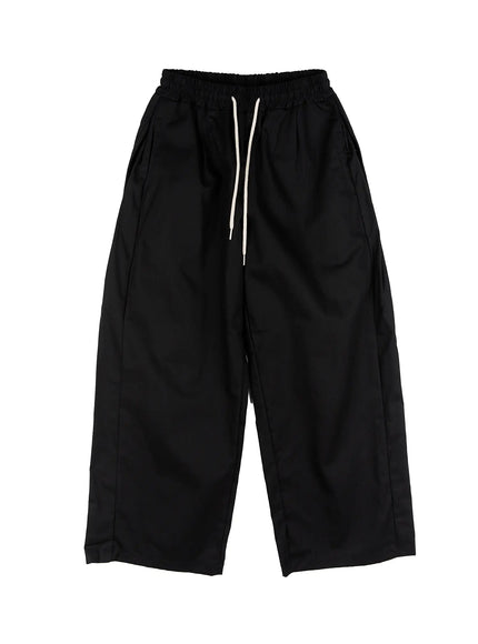 embroidered-back-pocket-drawstring-trackpants-cs509 / Black