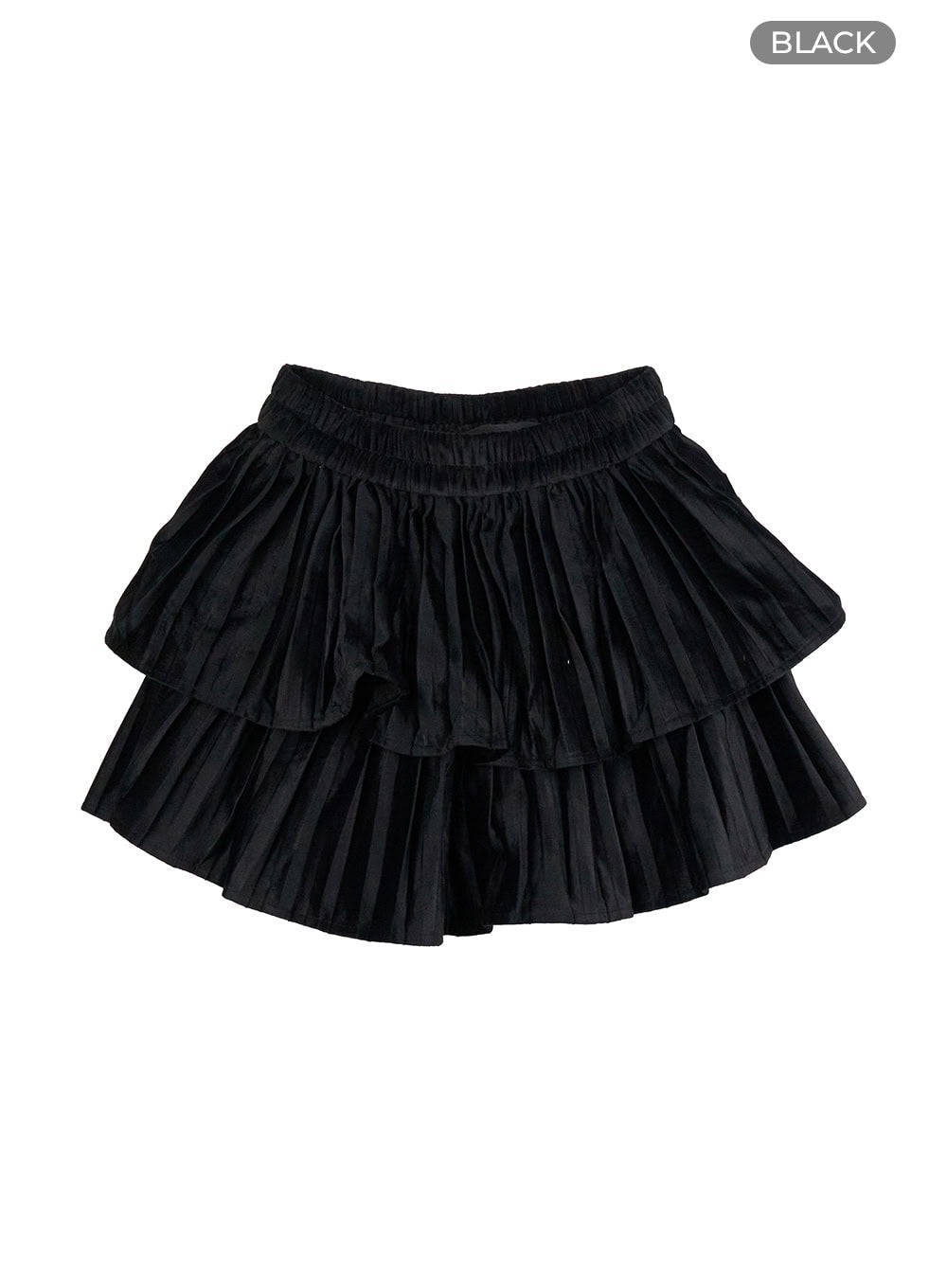 cotton-ruffle-hem-mini-skirt-og428 / Black