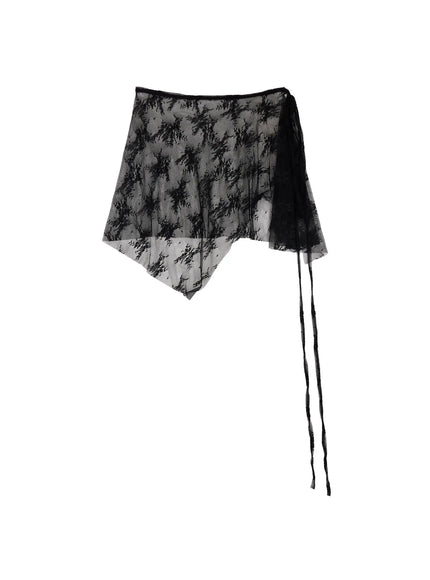 lace-sheer-midi-wrap-skirt-cf510 / Black