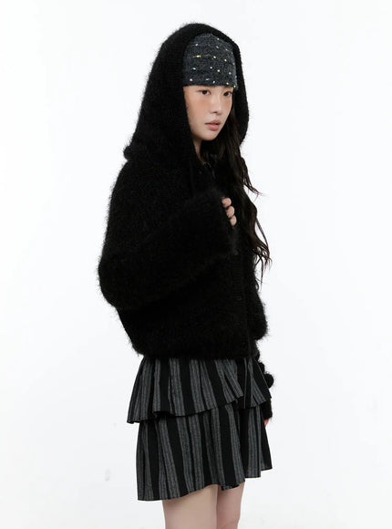 cozy-knit-hooded-cardigan-cn517 / Black
