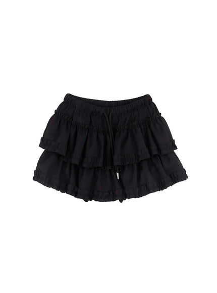 tiered-ruffle-flared-mini-skirt-cm518 / Black