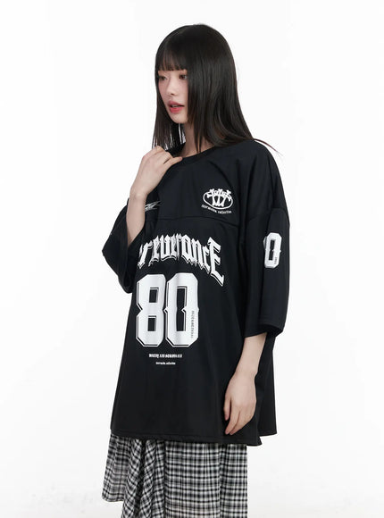 oversized-jersey-graphic-tee-cm524 / Black
