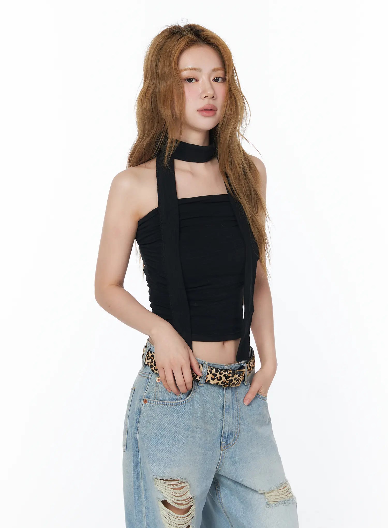chic-tube-top-scarf-set-cy508 / Black