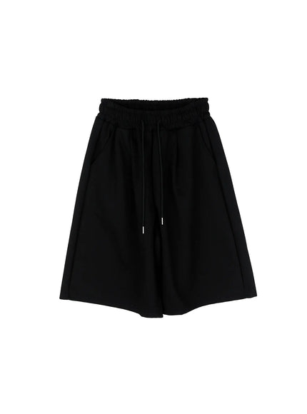 casual-wide-leg-bermuda-sweatshorts-cg513 / Black