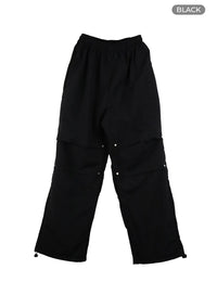 pintuck-nylon-wide-leg-pants-oy408 / Black