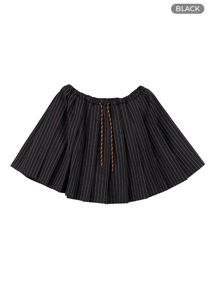 pleated-stripe-string-mini-skirt-co418 / Black