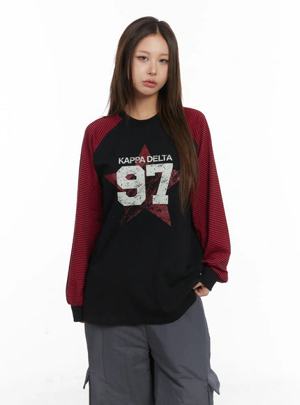 Raglan Stripe Graphic Long Sleeve CJ512