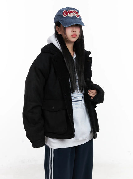 oversized-faux-fur-jacket-cn528 / Black
