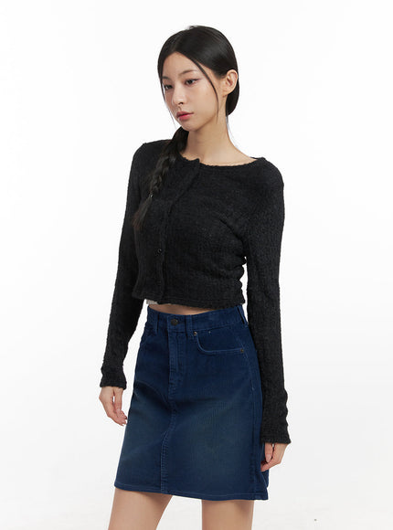 angora-buttoned-crop-cardigan-cn428 / Black